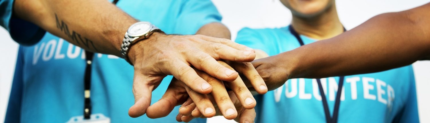 volunteer team huddle