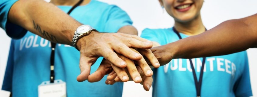 volunteer team huddle