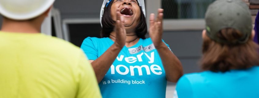 woman, volunteer, laughing