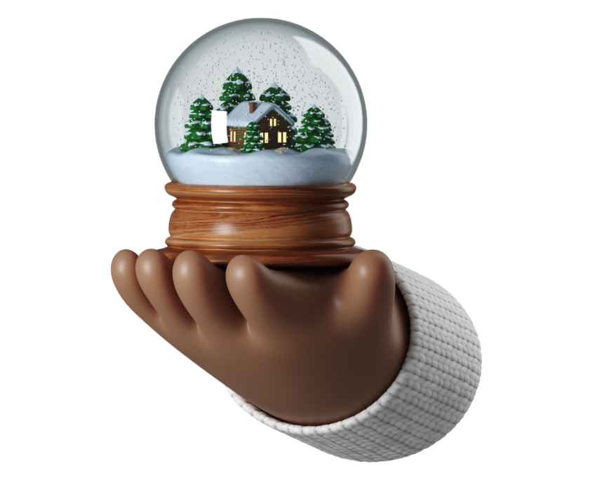 hand holding a snow globe