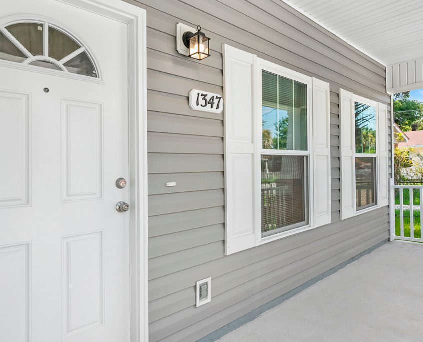 closeup view of the front porch