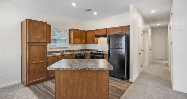 view of the kitchen from the living room