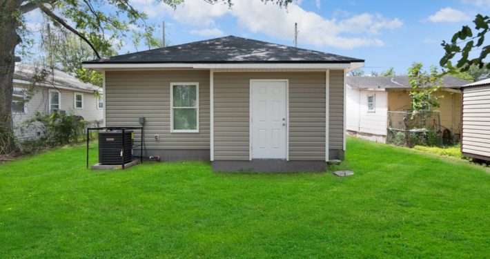 side entrance of the house with the door closed