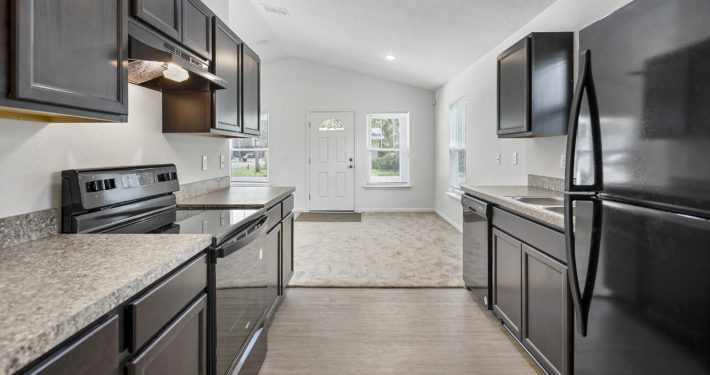 kitchen and living room