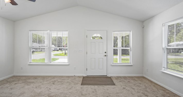 living room view of front door