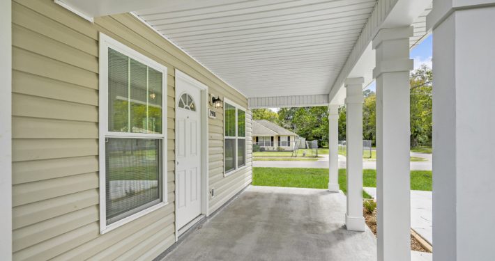 side view of front porch