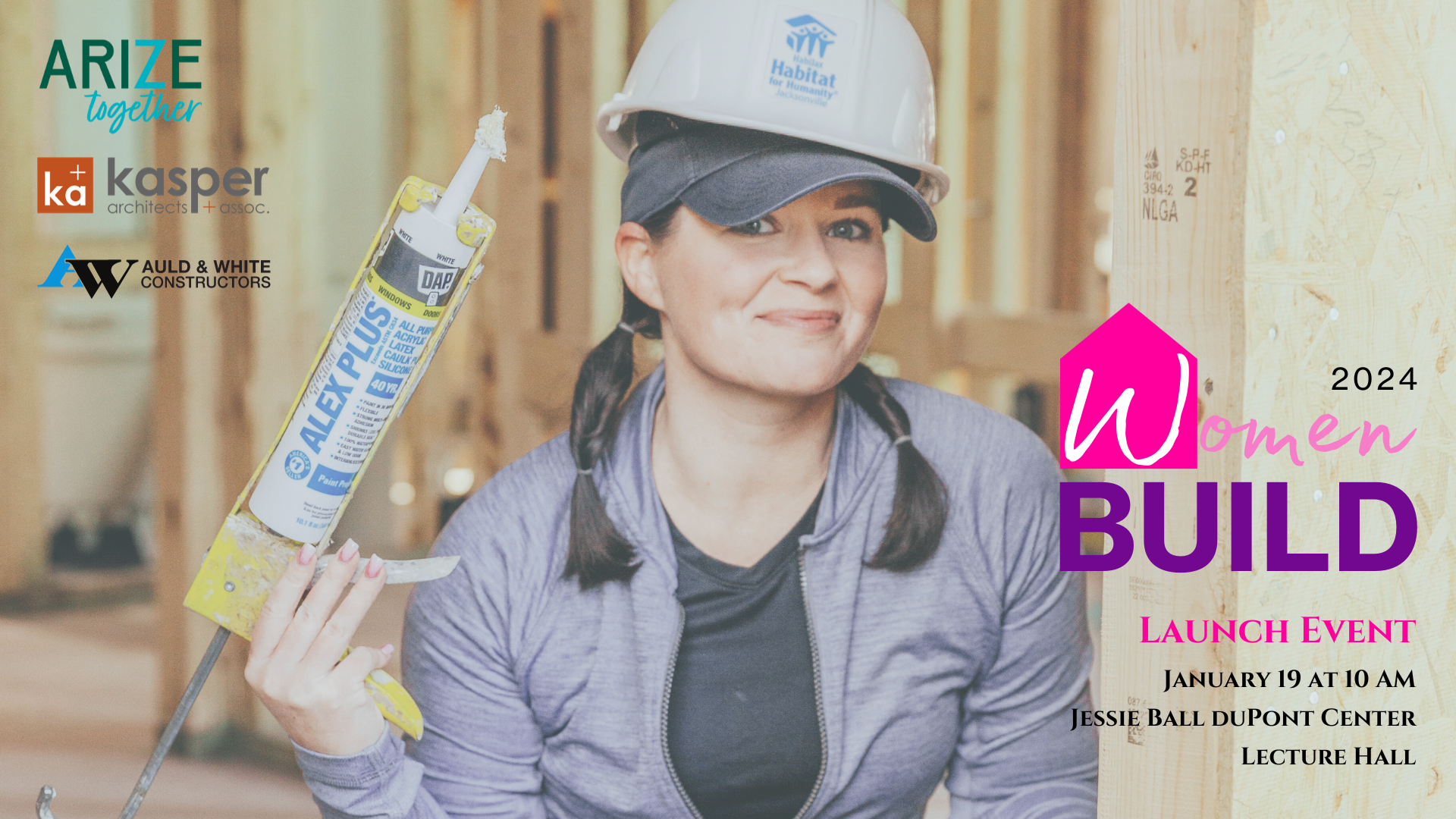 women building launch event flyer