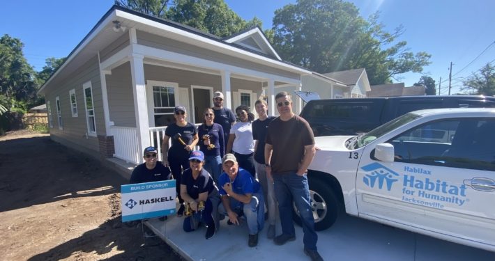 Haskell builds, leads by serving