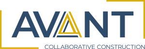 Avant Collaborative Construction logo in blue and gold